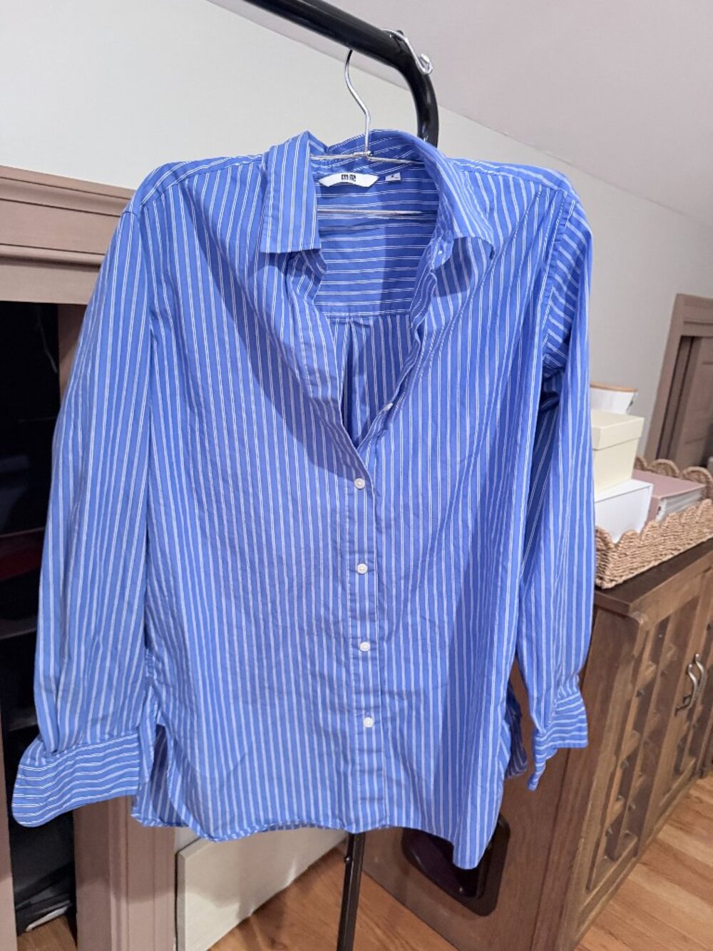 Uniqlo Blue White Striped Oversized Button Down Shirt M